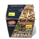 Box of .22 LR. HP Federal cartridges, 500 Rds.