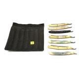 Lot, 7 assorted vintage straight razors with case