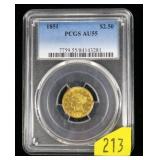 1851 $2.50 Gold Liberty Quarter Eagle PCGS slab