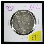1928 Peace dollar, XF-AU, key date