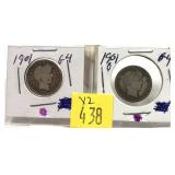 x2- Barber dimes: 1901, 1901-O -x2 dimes -Sold by