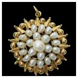 18K Yellow gold and pearl pendant, approx. 1 3/8"