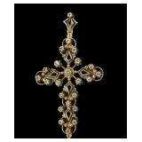 14K Yellow gold cross, 2.75" x 1.25", with