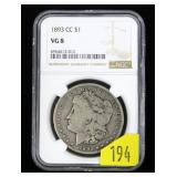 1893-CC Morgan dollar NGC slab certified VG-8
