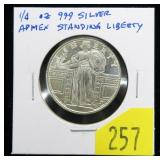 1/4 oz. .999 silver Standing Liberty Apmex round