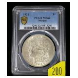 1921 Morgan dollar PCGS slab certified MS-62