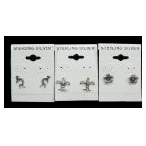Lot, sterling silver post earrings: Kokopelli,