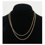 14K Yellow gold 23.25" rope chain necklace,