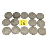 x14- Liberty nickels, mixed dates -x14 nickels -