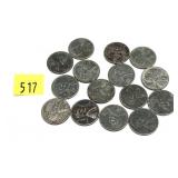Lot, steel cents, 15 pcs.