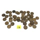 Lot, wheat cents, 45 pcs.