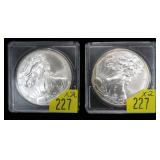 x2- 2008 American Silver Eagles, Unc. -x2 eagles -