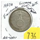 1937 German 5 marks