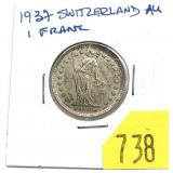 1937 Swiss 1 franc