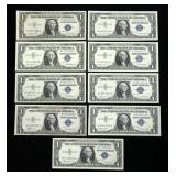 x9- $1 silver certificates series of 1935/1957