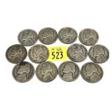 x12- War nickels, 35% silver -x13 nickels -