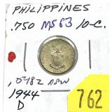 1944-D Philippines 10-cents