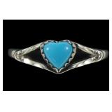 Sterling silver heart shape turquoise ring in