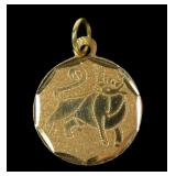 14K Yellow gold Taurus zodiac pendant, 0.5 dwt