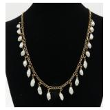 18K Yellow gold 16" figaro chain with freshwater