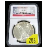 1925 Peace dollar NGC slab certified MS-63