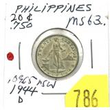 1944-D Philippines 20-cents