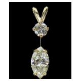 14K Yellow gold basket set round and marquise cut