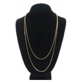 18K Yellow gold 32" box chain necklace, 3.7 dwt