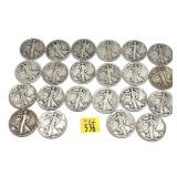 x22- Half dollars, 90% silver -x22 half dollars -