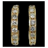 14K Yellow gold diamond half hoop post earrings,
