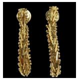 18K Yellow gold wheat and milgrain mesh hoop post