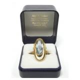 14K  Yellow gold elongated oval bezel set