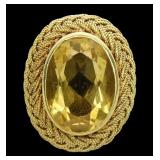 18K Yellow gold bezel set oval cut citrine ring