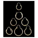 Lot, six assorted 14K gold hoop earrings, one