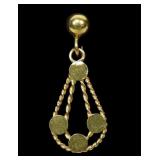 18K Yellow gold post earring with gold drop,