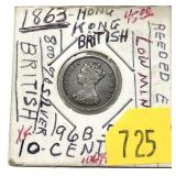 1863 Hong Kong 10-cents