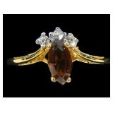 18K Gold plated marquise cut garnet ring in