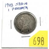 1903 Spanish 1 peseta
