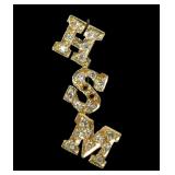 14K Yellow gold diamond "HSM" initial tie tack,