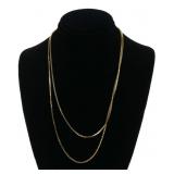 18K Yellow gold 28" box chain necklace, 3.2 dwt