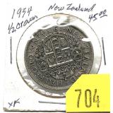 1934 New Zealand 1/2 crown