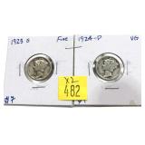 x2- Mercury dimes: 1923-S, 1924-D  - x2 dimes -