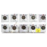 x10-Early Mercury dimes: 1916-1919-D -x10 dimes