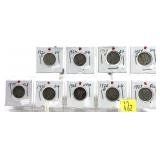 x9-Early Mercury dimes: 1923-S -1927 -x9 dimes