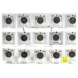 x15-Mercury dimes: 1927-S - 1936 - x15 dimes