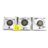 x3- 1941-PDS Barber dimes -x3 dimes-Sold by the