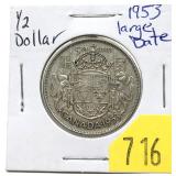 1953 Canadian half dollar