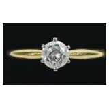 14K Yellow gold diamond solitaire ring,