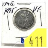 1875 Seated Liberty dime
