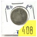 1871 Seated Liberty dime